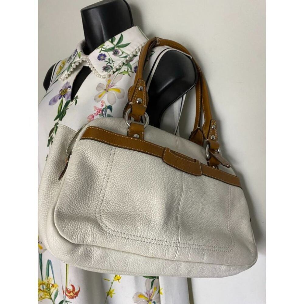 Coach Leather Medium Size White Brown Shoulder Bag - Picture 12 of 15